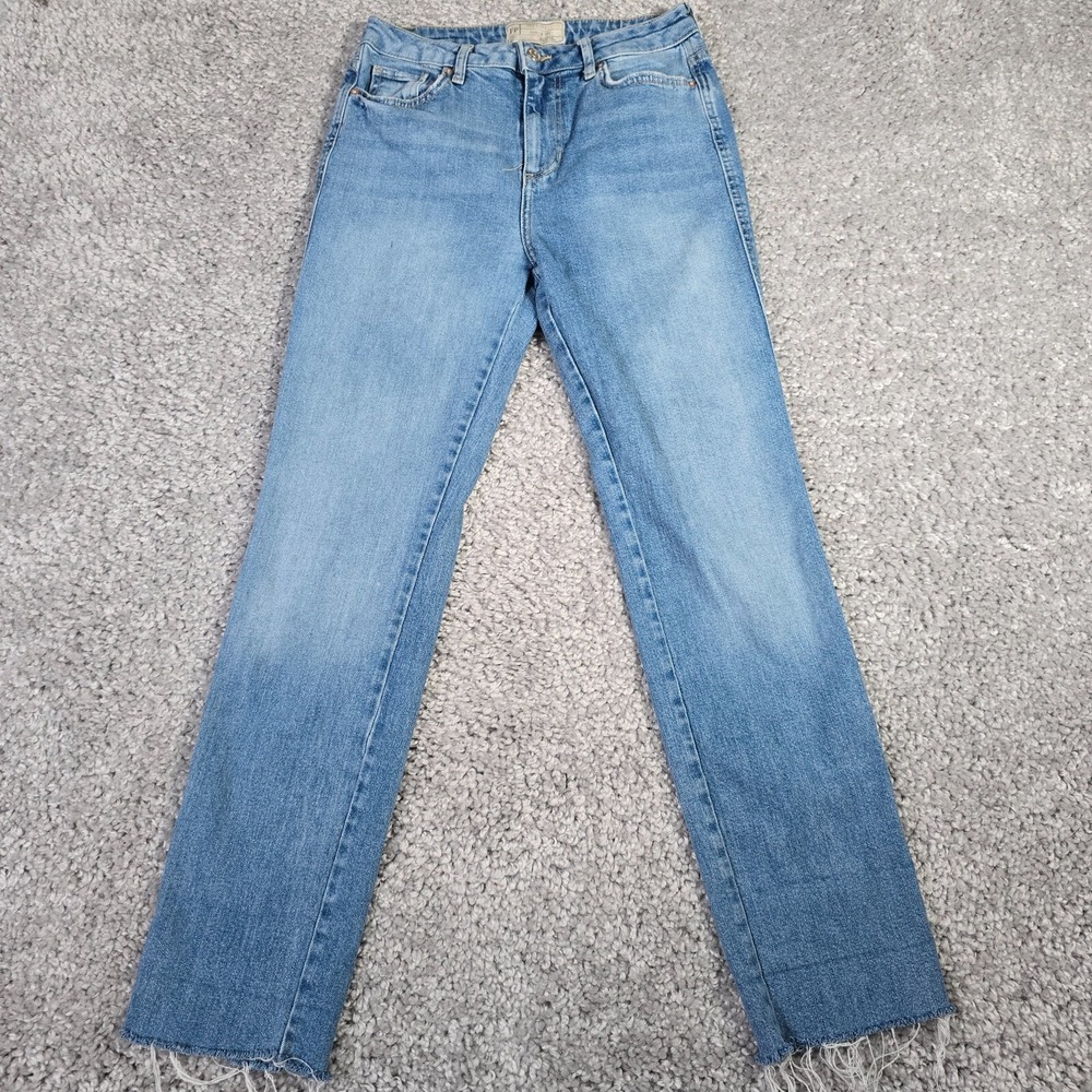 Free People Womens Boyfriend Jeans Size 26L Blue Raw Hem Light Wash Denim